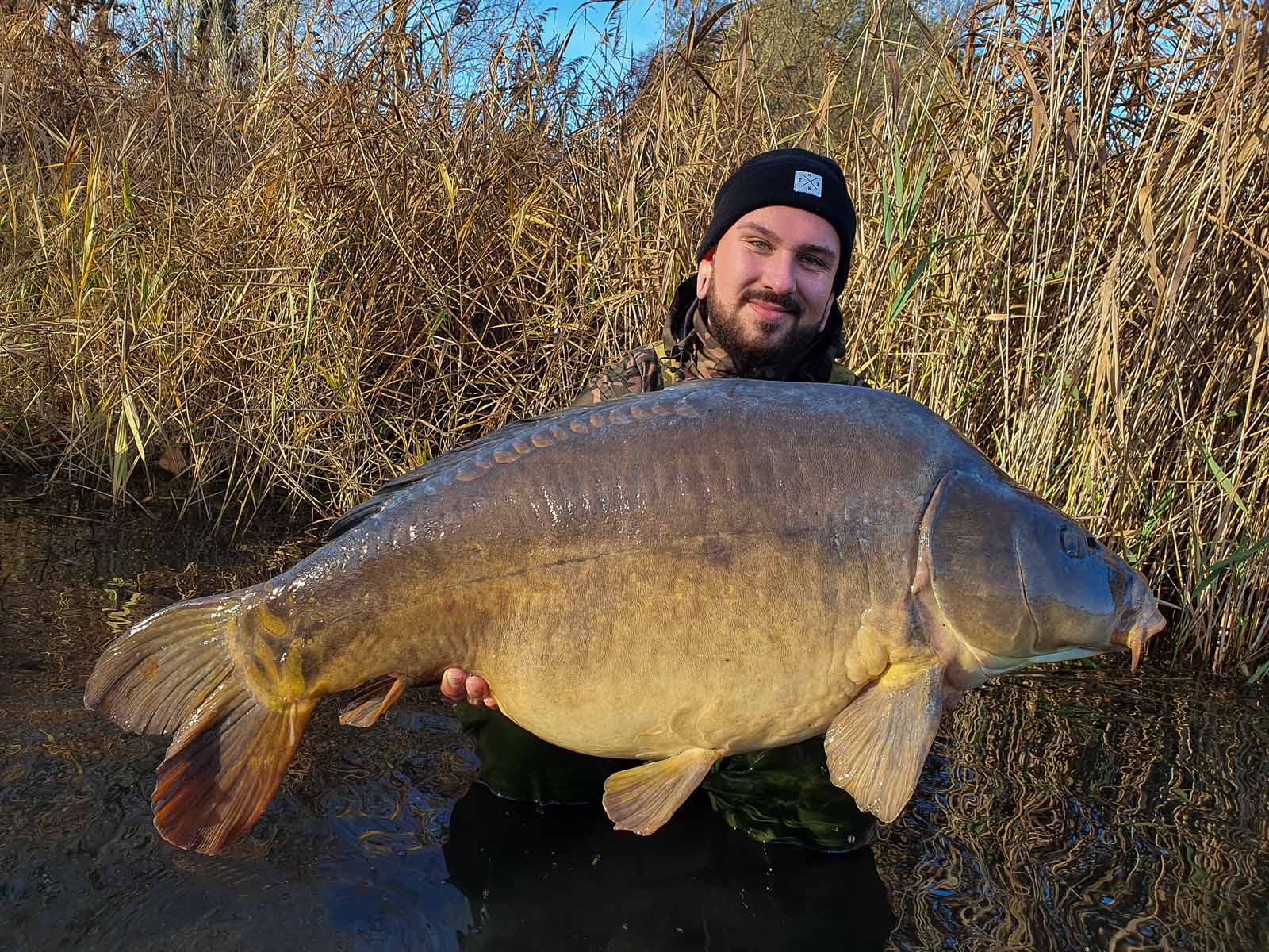 Seabstian Brandt juckte es kurz vor Weihnachten nochmal in den Fingern, er fing mit Graf cocs Boilies tolle Winterkarpfen